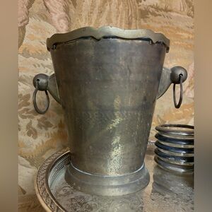Handled Brass Ice/Champange Bucket, Trashcan, Planter, or Storage Bucket